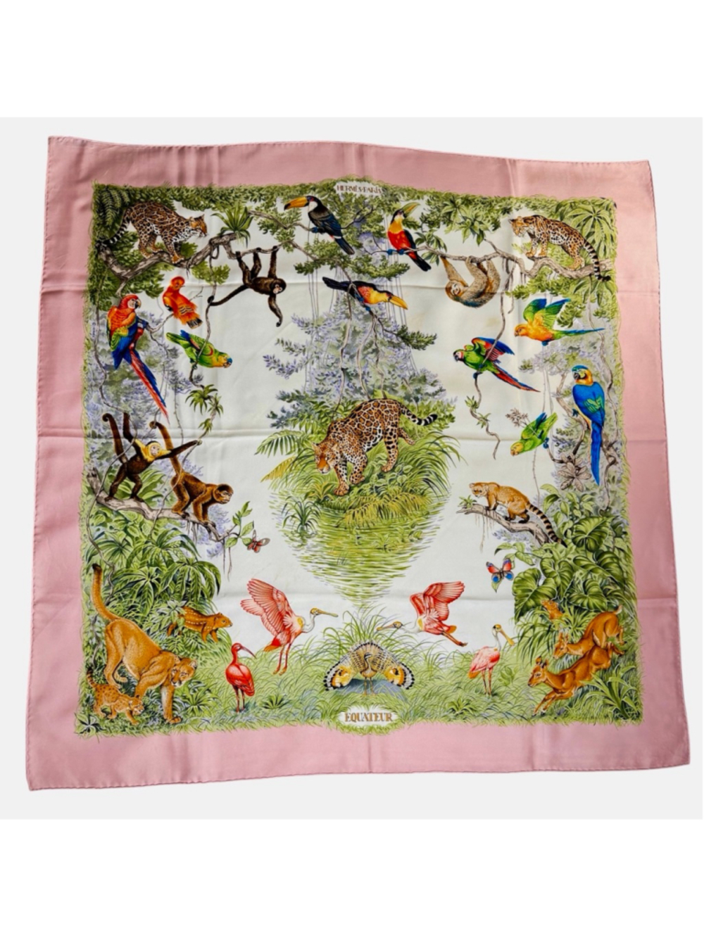 Hermès Silk Scarf Carre 90 Equateur Jungle Robert Dallet Vintage